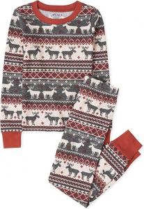 Пижама The Children's Place Family Christmas and Holiday, серый/красный