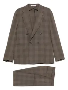 Клетчатый костюм с двубортным пиджаком Tagliatore, коричневый