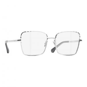 CHANEL Металлические квадратные очки для зрения Unisex Silver