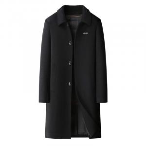 Пальто Unisex Lapel Thickened Straight Fit Jeep, черный