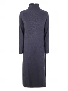 Платье в рубчик с высоким воротником Antonelli, серый