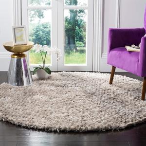 SAFAVIEH Saint Tropez Shag Collection ковер 183 x 183 см круглый Silver STS641S ручной работы сплошной