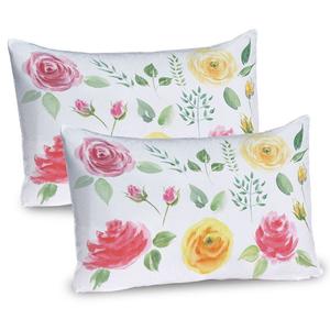 ABAKUHAUS Винтажные чехлы для подушек с розами, набор из 2 шт., повторяющиеся акварельные цветы, чехол для подушки с декоративным принтом, 80 x 40 см, многоцветный