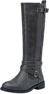 Женские высокие сапоги Vepose до колена, с тянущейся голенью, ретро, на невысоком каблуке, модель 952, с молнией, Grey-Riding 952