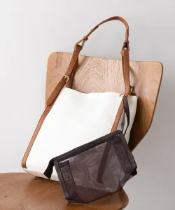 Сумка-клатч/мягкая сумка-тоут на три отделения с сетчатым карманом