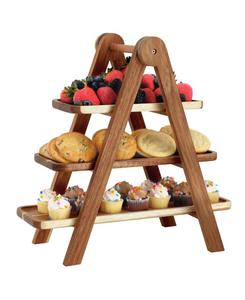 Набор из трехъярусных прямоугольных подносов-лестниц из акации MegaChef, Brown