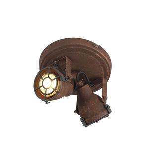 [T] QAZQA - Industrial I Vintage I Прочный точечный светильник I Прожектор I Потолочный светильник I Потолочный точечный светильник I Прожектор I Лампа I Легкая ржавчина, 2 лампы - Сорра I Гостиная I Спальня - Круглая сталь - Подходит для светодиодов, ко