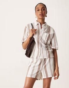 Рубашка свободного кроя Tall в бежевую полоску Jdy Tall