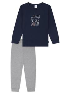Пижама SCHIESSER Boys World, Navy/Mottled Grey