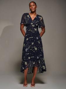 Шифоновое воздушное платье Jolie Moi, Navy Abstract