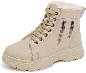 Женские зимние ботинки с мехом, утепленные, на шнуровке, водонепроницаемые, противоскользящие, зимние ботильоны для прогулок и походов на улице Generic, Khaki 3
