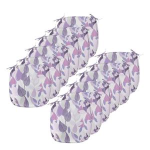 ABAKUHAUS Цветочные подушки на обеденный стул, листва, фиолетовые листья, декоративная водонепроницаемая подушка с ремнями для кухонных сидений, 40 см x 40 см — упаковка из 12 шт., лавандово-пурпурно-бежевый, белый