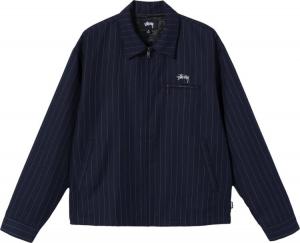 Куртка Stussy x Comme des Garçons Pin Striped Bing Jacket 'Navy', синий