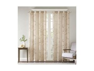 Полупрозрачная штора Leilani с рисунком пальмовых листьев Madison Park, натуральный