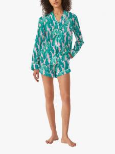 Комплект пижамы с длинными рукавами и шортами из органического хлопка Banana Leaf myza, Green/Pink