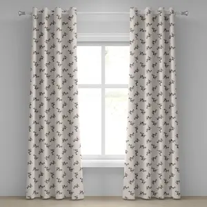 Штора ABAKUHAUS Акулий глаз, агрессивные голодные морские существа с открытыми ртами, охотящиеся за добычей в мультяшном стиле, декоративные двухпанельные шторы на окно, 280 см x 245 см, кремово-серо-красный