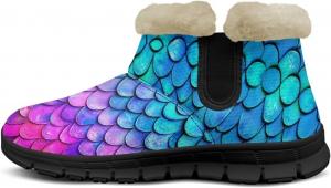 Женские зимние ботинки с теплой подкладкой из меха, прогулочные теплые ботинки, сетчатые ботинки на молнии, легкая и комфортная обувь Eheartsgir, Mermaid Scales