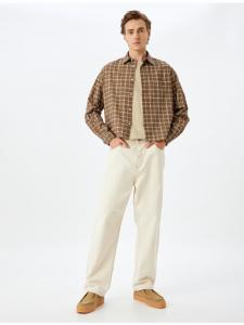 Коричневая клетчатая рубашка KOTON