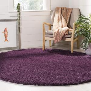 Ковер SAFAVIEH, 201 x 201 см, Colorado Shag Collection, круглый, Purple, сплошной дизайн, без линьки и простой в уходе, идеален для помещений с высокой проходимостью в гостиной, спальне (CSG785P)