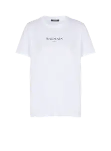 Футболка с принтом Balmain, белый/черный