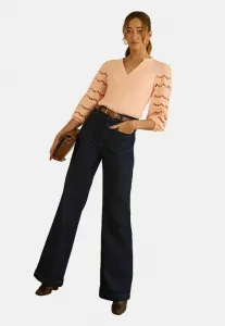 Топ прямого кроя с вышивкой, рукавами 3/4 и длинными рукавами. Love & Roses, Peach Pink Scallop Broderie