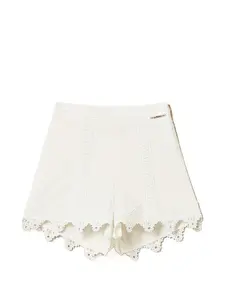 Шорты из поплина с кружевной отделкой Twinset Kids, белый