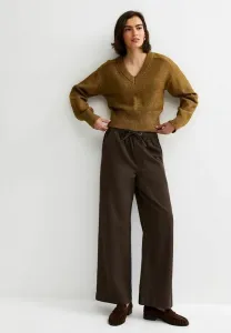 Брюки из саржи с широкими штанинами и завязками New Look, Dark Brown