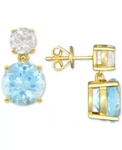 Серьги-Капельки с французской розой 5-5/8 карата и аметистом 1-1/3 карата из серебра 14 карат с золотым покрытием Macy'S, blue