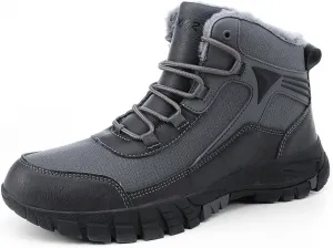Мужские легкие водонепроницаемые зимние ботинки, с утеплителем из меха, противоскользящие, для холодной погоды Qacksv, серый