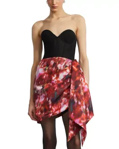 Мини-Платье-Халат из смешанных материалов Bcbgmaxazria, мультиколор