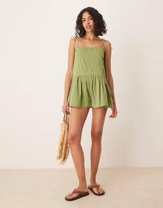 ASOS DESIGN комбинезон с заниженной талией и пышной юбкой цвета хаки