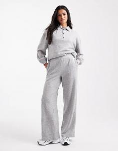 Широкие брюки Miss Selfridge из ворсованного джерси светло-серого цвета