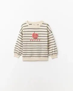 Свитшот в полоску с яблоком Sfera, пастельно-розовый