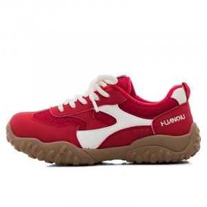 Женские повседневные кроссовки Low top с амортизацией, поддержкой и устойчивостью к истиранию HUANQIU, красный fleece-lined