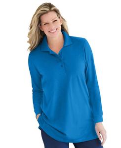 Женская рубашка-поло с длинными рукавами больших размеров Woman Within, Bright cobalt