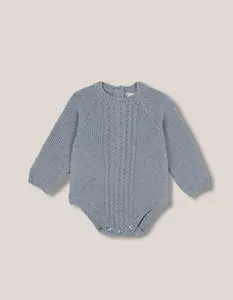 Вязаный детский комбинезон с узором «рис» Gocco, синий