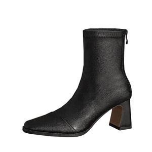 CAOT Женские полусапожки коричневые/черные/экрю - черные каблук 6 см, цвет Black 6cm