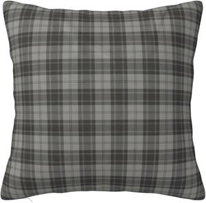 Paruiny Плед в клетку Douglas Grey, двусторонний пушистый чехол для подушки White