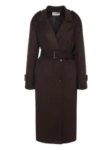 Двубортное пальто с поясом The Frankie Shop, коричневый