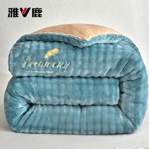 Yalu Одеяло молочный вельвет 180х220 см, вес 4 кг, двусторонний плюш, синий цвет Blue Card - Bubble Plush