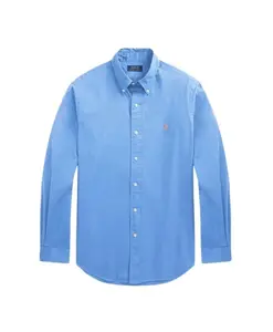 Рубашка из хлопковой саржи, сшитая на заказ. Polo Ralph Lauren, синий