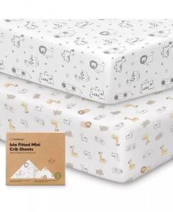Комплект из 2 мини-простыней для кроватки, комплект простыней Pack and Play, пакет N игровых простыней, органический чехол для простыни для кроватки KeaBabies, мультиколор