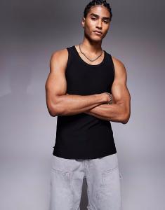 Майка из плотной фактурной трикотажной ткани Couture Club черного цвета The Couture Club