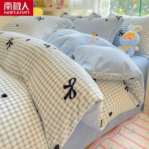 Antarctic Пододеяльник 180х220 см из фланели и молочного велюра, наполнитель 2,5 кг, цвет S小清新-蝴蝶结蓝