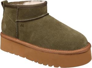 Женские ботильоны mykos Ellie из замши на платформе (4 см) с тянущейся посадкой - водо- и пятностойкие - с подкладкой из искусственного меха - стильные и уютные для путешествий и повседневной носки, Olive