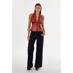 Бетани | Кожаный топ-халтер Lamarque, красный