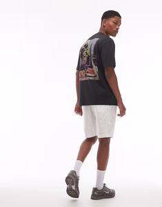 Футболка Topman свободного кроя с принтом «вино и сыр» спереди и сзади черного цвета