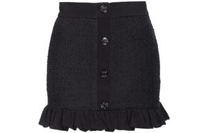 PINKO Мини-юбка в твиде с рюшами повседневная короткая юбка женская black