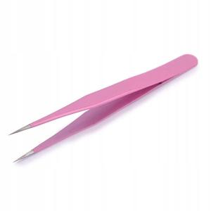 AllePaznokcie, Пинцет, пинцет, пинцет для наращивания ресниц, прямой, розовый, модель HRC40