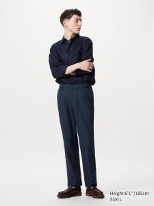 Свободные брюки из льняной смеси Uniqlo, цвет 69 синий